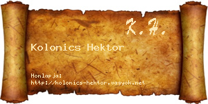 Kolonics Hektor névjegykártya